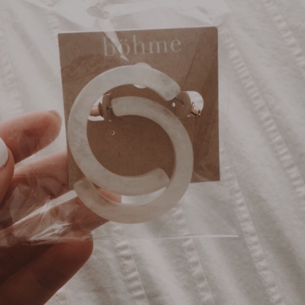 Pearly White Hoop Earrings